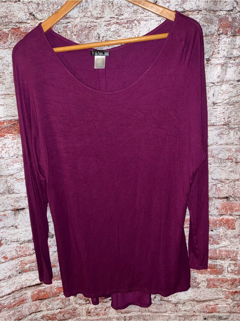VENUS Long Sleeve Scoop Neck Top in Plum/Berry